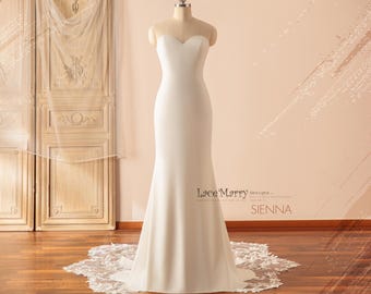 SIENNA / Minimalist Wedding Dress with Surprising Lace Back