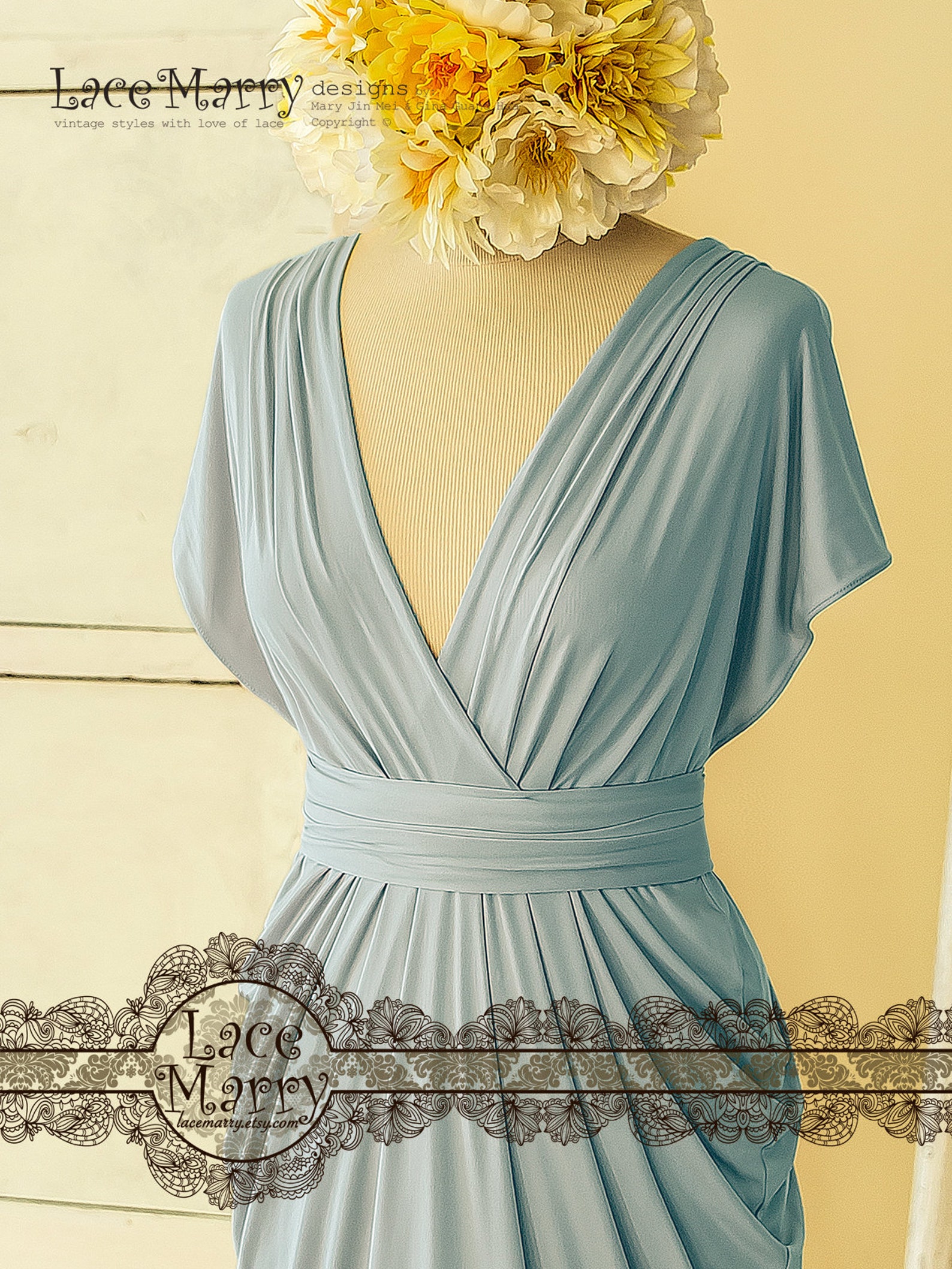 Powder Blue Infinity Bridesmaid Dress with Long Greek Style Etsy