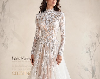 SOLENNE / Long Sleeves Lace Overlay for Transforming a Simple Bridal Gown or Slip Dress