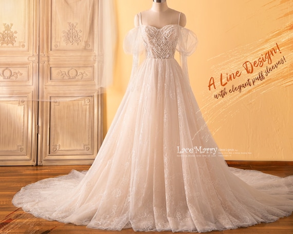 Simple Ball Gown Organza Wedding Dress with Off Shoulder Design
