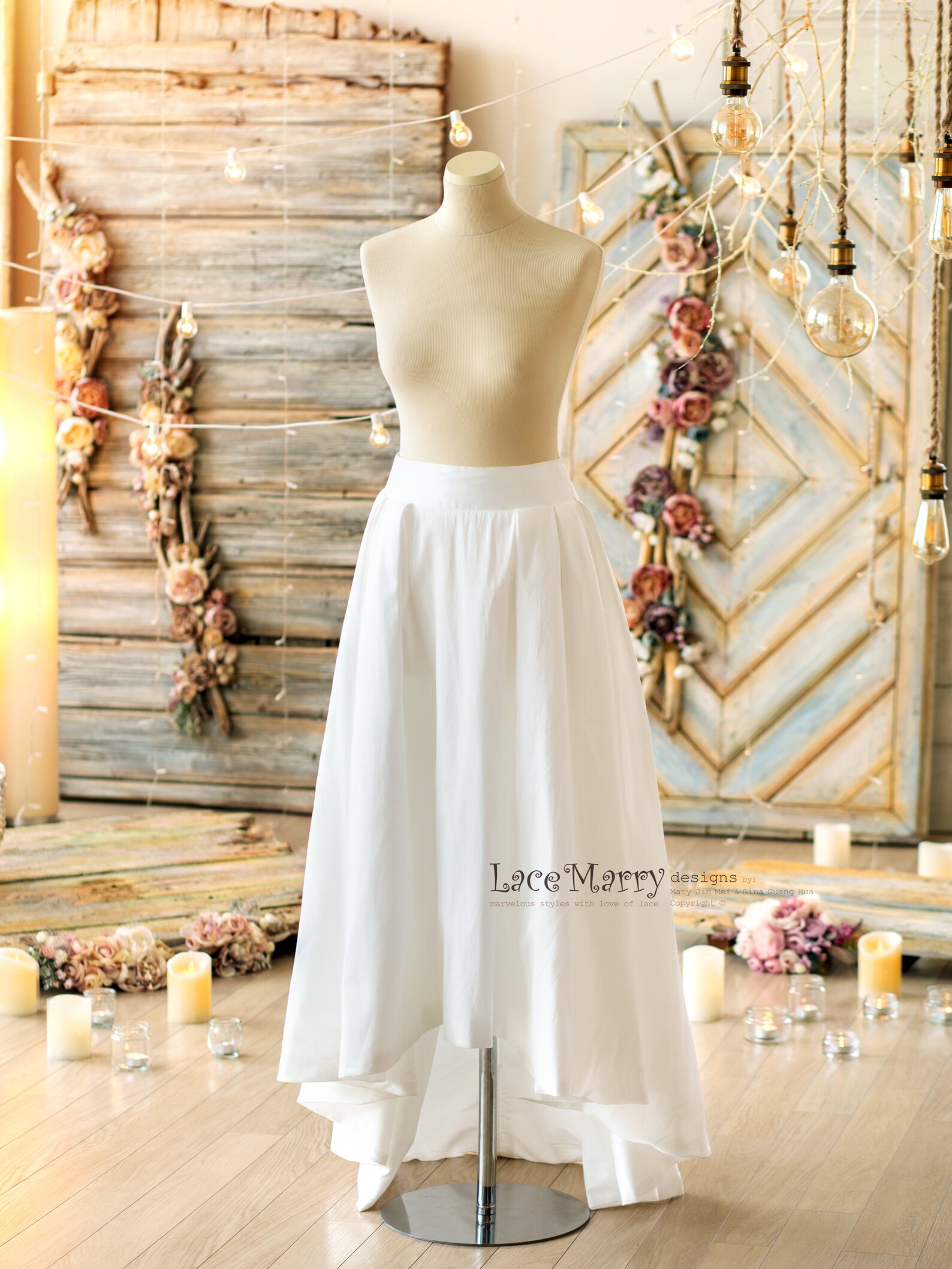 High Low Bridal Skirt From Taffeta Fabric Separate Wedding - Etsy