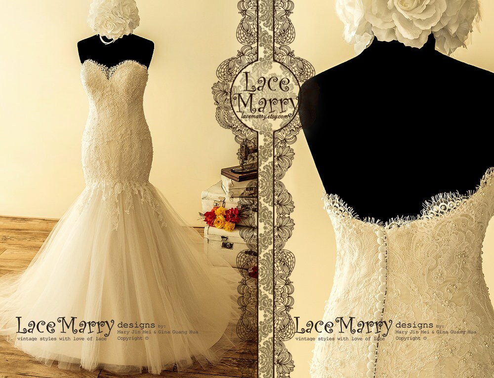 Beautiful Mermaid Wedding Dress With Strapless Bodice From Etsy Canada