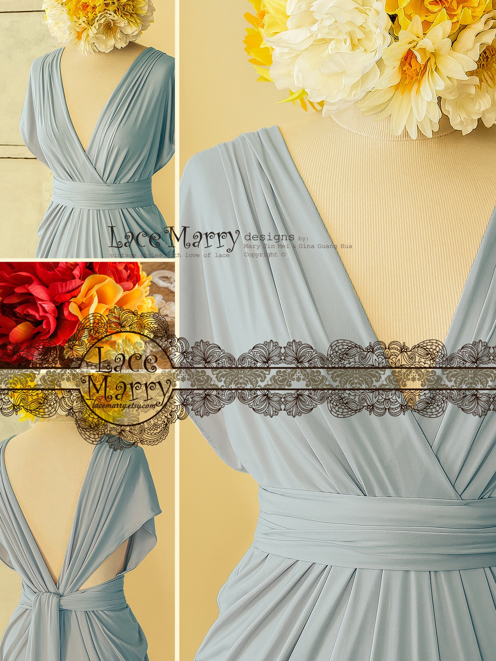 Powder Blue Infinity Bridesmaid Dress With Long Greek Style Etsy