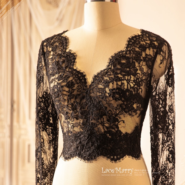 Gothic Black Lace Dramatic Bell Sleeve Bolero main image 0