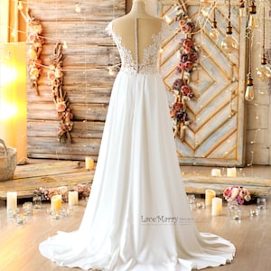 Wedding Dress Set with Sparkling Lace Top and Separate A Line Crepe Skirt, Wedding Dress, Bridal Top, Bridal Skirt, A Line Wedding Dress