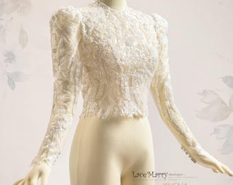 XIMENA / High Neck Sparkling Bridal Topper with Long Sleeves