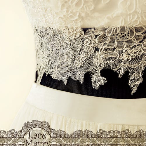 3 Pieces Wedding Dress Set - Sheer Lace Crop Top with Bustier featuring shops Keyhole Back, Cap Sleeves and Separate Tulle Skirt in A Line Shape
