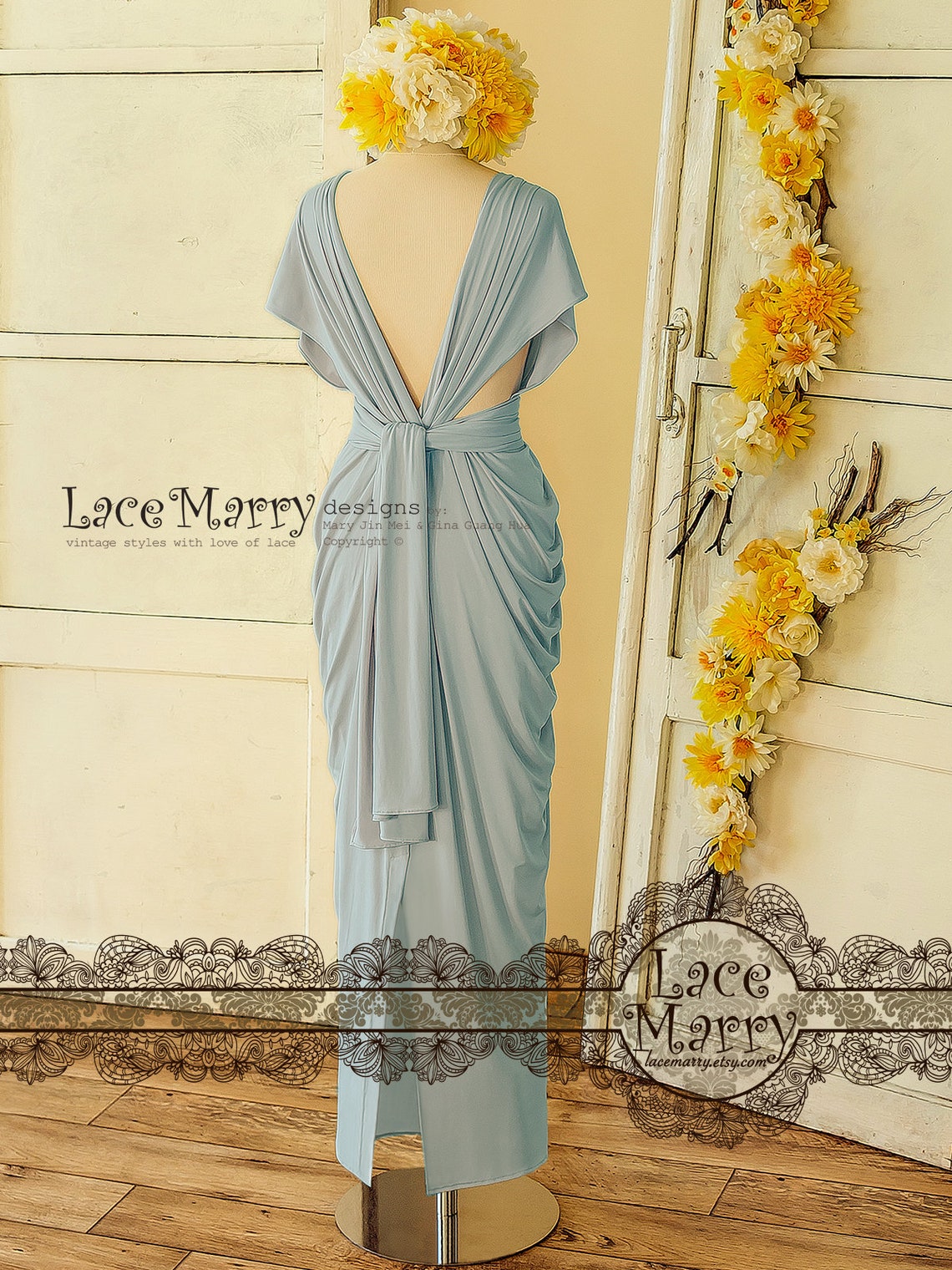 Powder Blue Infinity Bridesmaid Dress with Long Greek Style Etsy