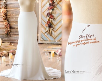 Ivory Crepe Wedding Skirt: Fitted Bridal Skirt with Train