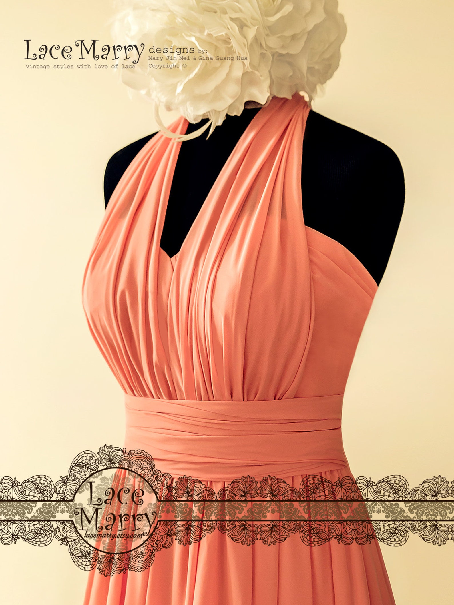 Multiway Chiffon Bridesmaids Dress with Halter Neckline Etsy