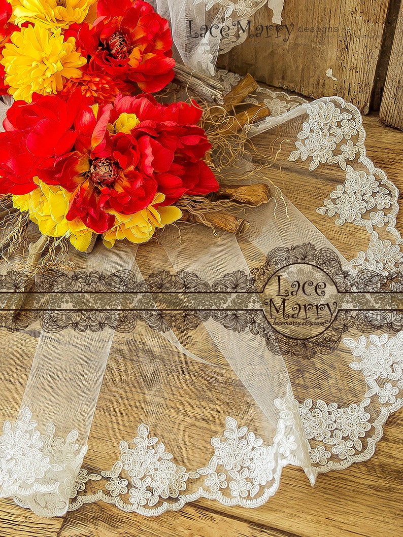 Double Layer Cathedral Veil Two Tier Long Bridal Veil With Etsy