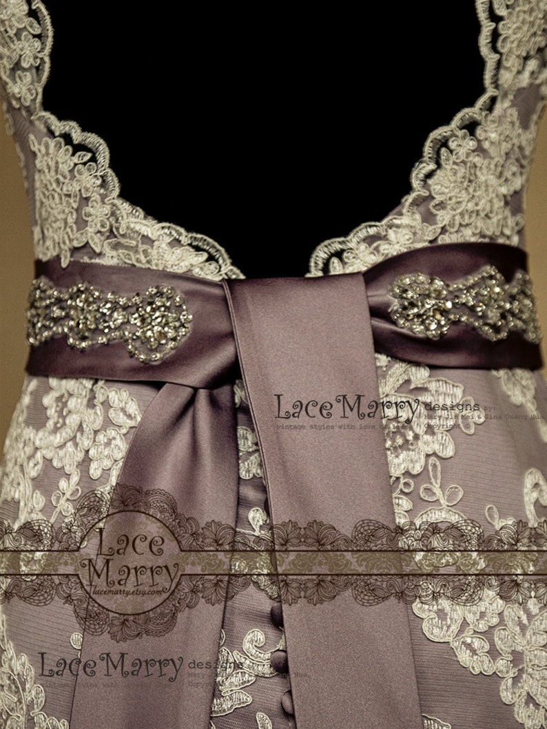 Vintage Inspired Bridal Beaded Sash Violette Splendid Handmade Rhinestone and Sequin Flower Beadwork Satin Sash to Tie on the Back