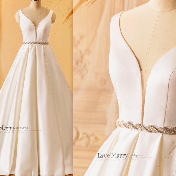 plunging neck tie back lace panel waist dress
