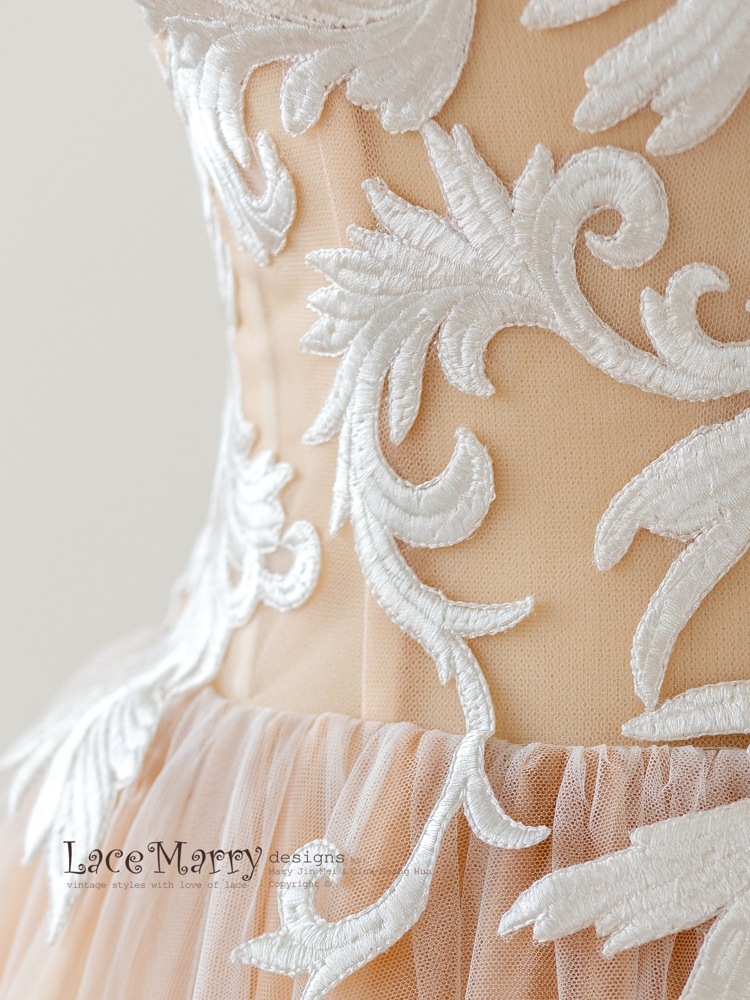 Swirl Lace Strapless Wedding Dress With Corset Back, Corset Wedding Dress,  Nude Wedding Dress, Ombre Wedding Dress, Colored Wedding Dress -  Canada