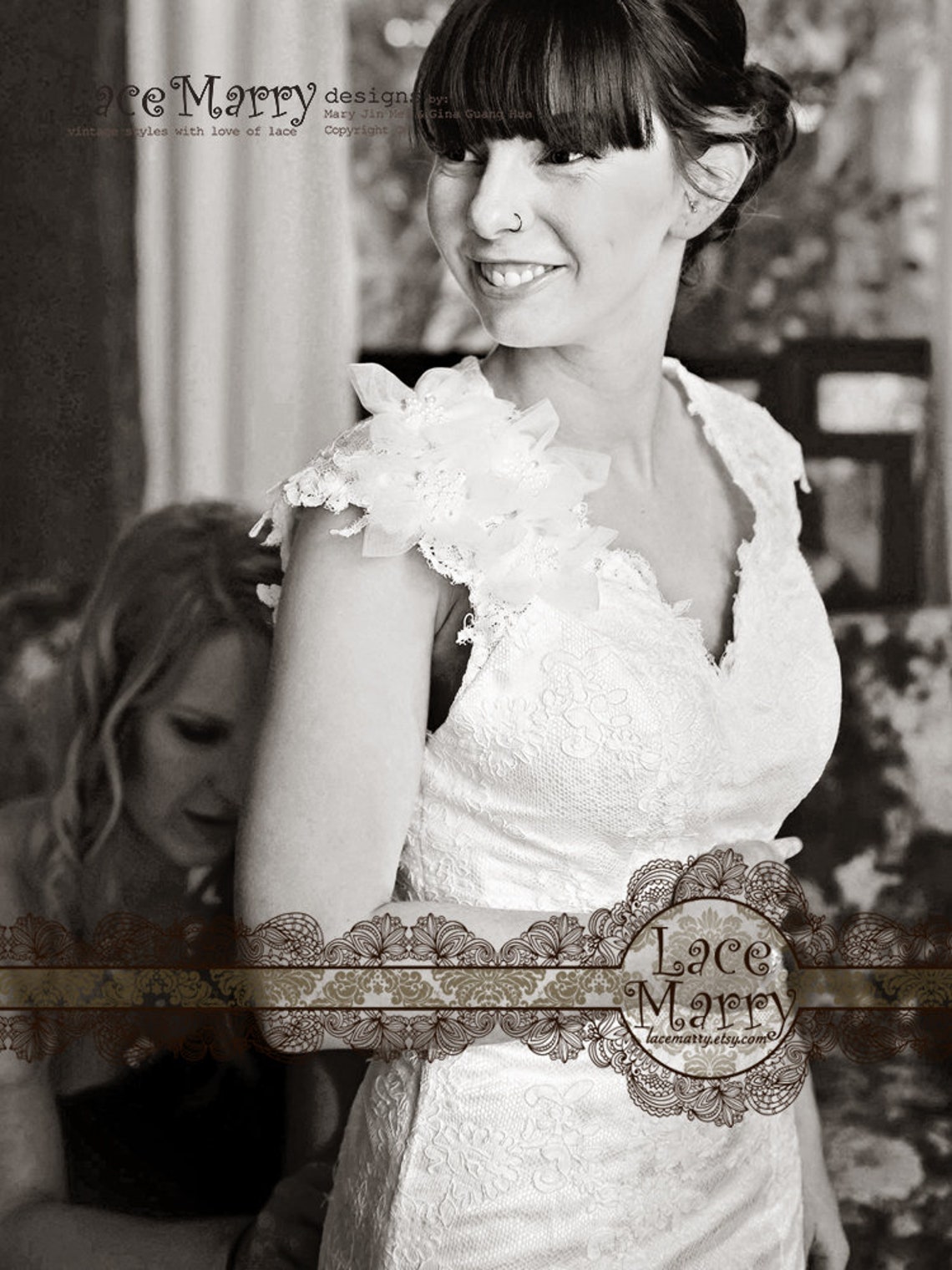 Lace Wedding Dress with Keyhole Back Wedding Dress V