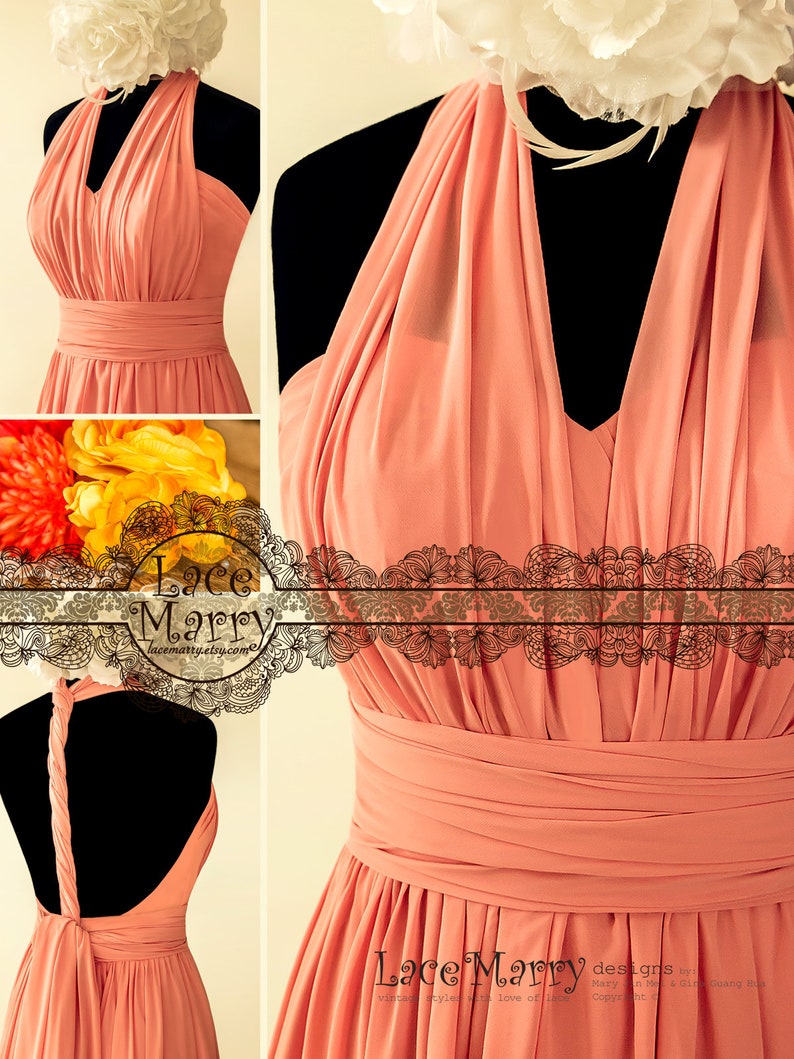 Multiway Chiffon Bridesmaids Dress With Halter Neckline Etsy