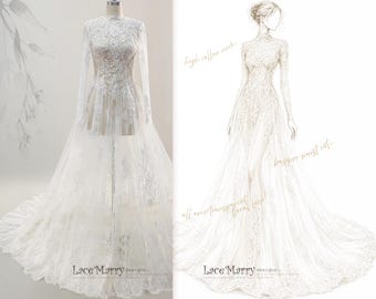 SOLENNE / Sheer Lace Overlay to Transform Your Simple Wedding Dress