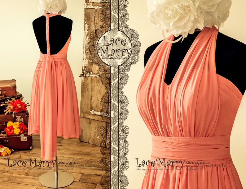 Multiway Chiffon Bridesmaids Dress With Halter Neckline Etsy