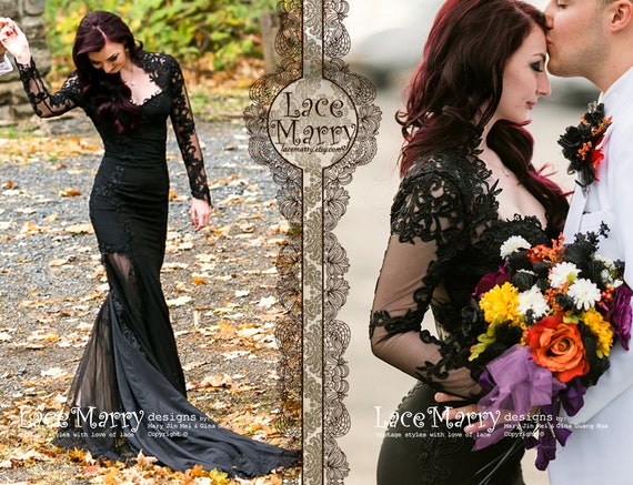 Sheer Lace Long Sleeves Floor Length Wedding Dress With Slit Sheer Lace Long Sleeves Floor Length Wedding Dress With Slit