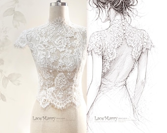 NERISSA / Open Back Lace Bolero with Turtle Neck