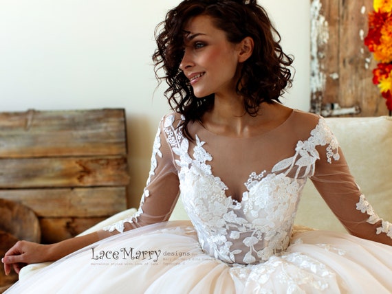 sheer sleeve wedding dress