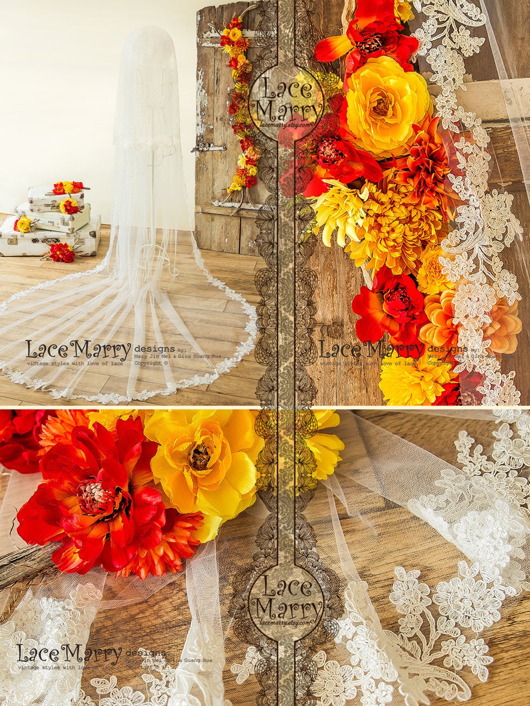 Double Layer Cathedral Veil Two Tier Long Wedding Veil With Etsy