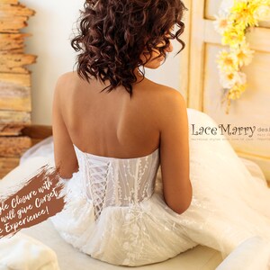 Sexy Strapless Wedding Dress With Amazing Lace Pattern A Line Skirt
