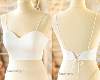 Sweetheart Neck Bridal Bustier, Plain Bridal Bustier, Ivory Bustier, Sexy Bustier with Low Back Cut, Wedding Separate Top, Women Corset