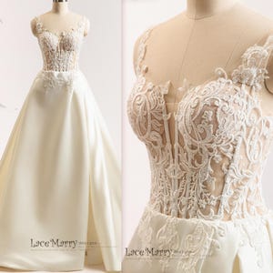 lace top smooth bottom wedding dress Satin Wedding Dress | Best Satin Wedding Gowns