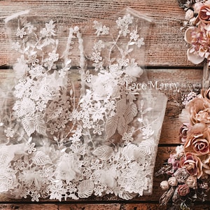 Bridal Top with 3D Flowers and Beading, Wedding Lace Crop Top with Beading, Lace Bolero, Bridal Separate Top, Two Piece Wedding Dress
