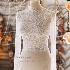 MAGNOLIA #4 / Ivory Lace Bridal Bolero: Long Sleeve Wedding Topper