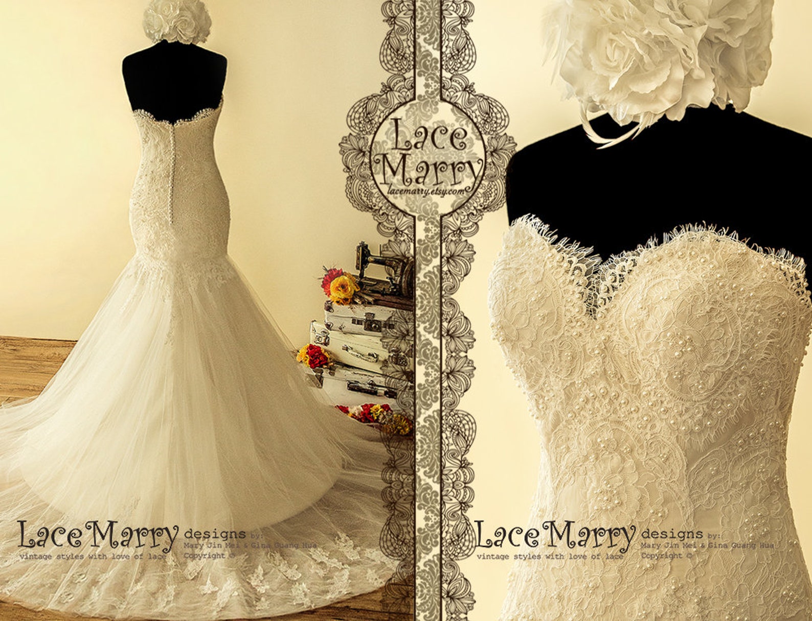 Beautiful Mermaid Wedding Dress With Strapless Bodice From Etsy