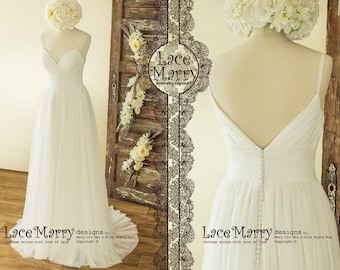 Soft Tulle A-Line Wedding Dress | Spaghetti Straps, V-Neck