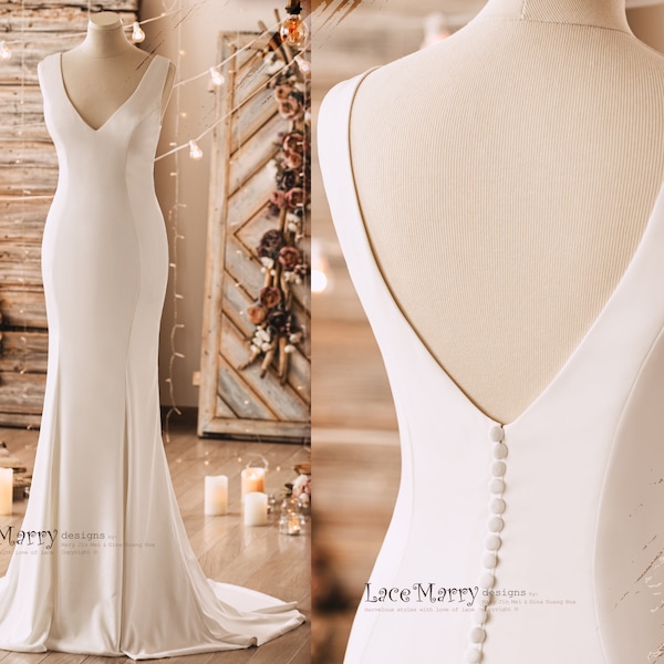 CLEMENTINE / Black and White Minimalist Wedding Dress Slim V-neck Prom Dress Black Wedding Dress Ball Gown Summer Dress Chiffon V-back Dress
