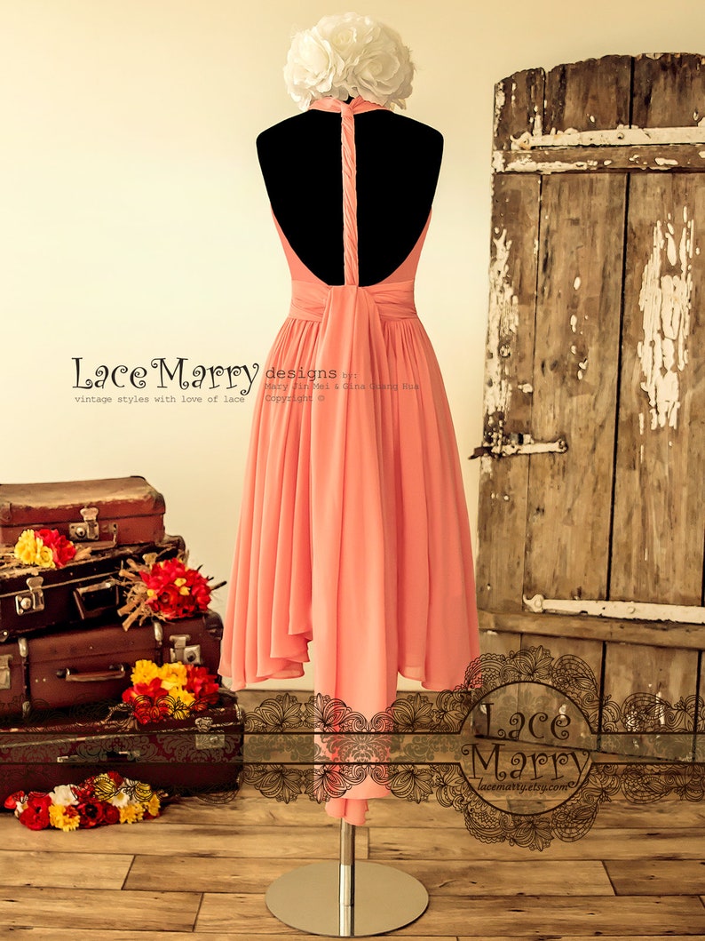 Multiway Chiffon Bridesmaids Dress With Halter Neckline Etsy