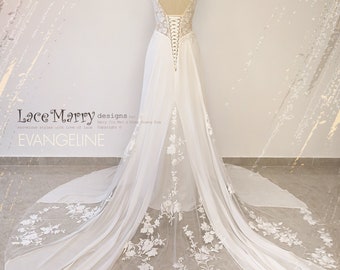 Buy EVANGELINE A-line Chiffon Wedding Dress: Illusion Train