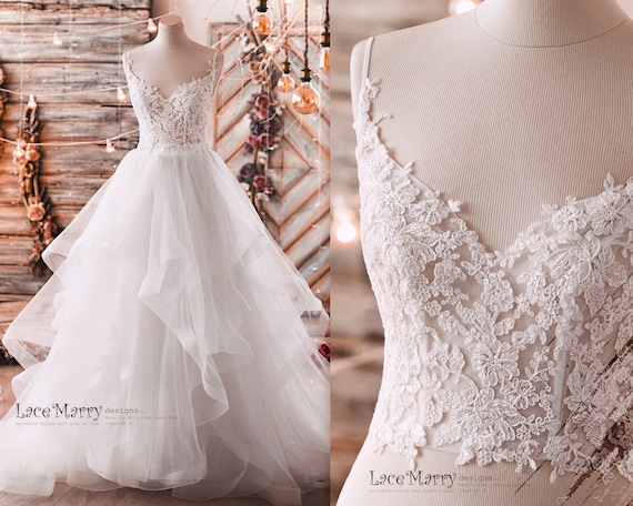 A-line Tulle Wedding Dresses, Popular Lace Wedding Dresses A-line Tulle Wedding Dresses, Popular Lace Wedding Dresses