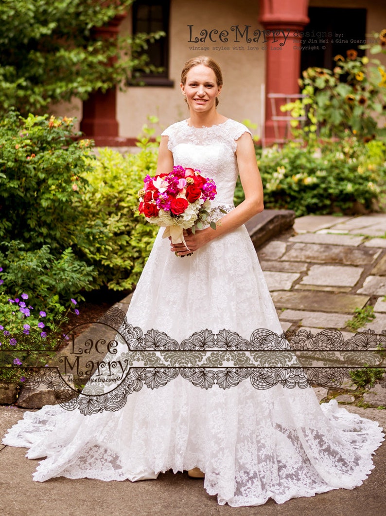 A Line Custom Wedding Dress Chapel Train Wedding Dress A Etsy Canada