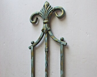 Wall Sconce, Wall Candleholder, Gold and Teal, Wall Decor, Distressed, Baroque Design, Wall Gallery, Shabby Cottage Chic, Wall  Lighting