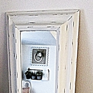 Tall Wall Mirror. Vintage Mirror Distressed in White, Farmhouse, Rustic, Modern, Shabby Chic, Country Wall Decor, Tall Mirrors