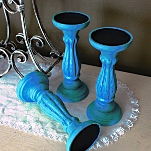 Candlesticks Holders, Candle Holders, Distressed Wood, Shabby, Rustic, Farmhouse, Country,  Cottage Chic, Wedding Decor, Vintage