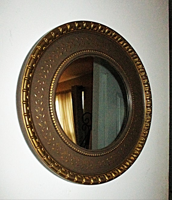 Espejo de pared redondo grande reciclado en marrón y oro cálido, estilo  moderno, decoración de pared, espejos decorativos, espejos grandes -   España