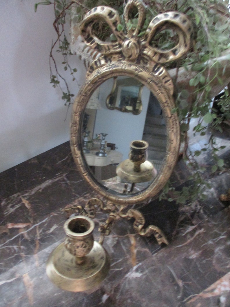 Small Gold Wall Mirror Sconce Candle Holder Candleholders Baroque French Brass Alloy Metal Decor Gallery