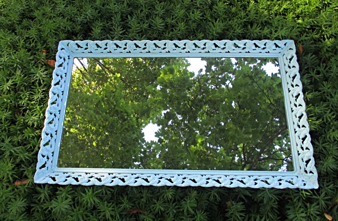 LARGE Vintage Glass Vanity Tray, Filigree Tray, Glass Tray, Upcycled