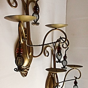 VINTAGE Pair of Brass and Metal Wall Sconces in its Original, Authentic Condition, &quot;As Is&quot; Condition