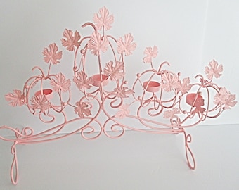 Candelabra, Made of Wrought Iron Upcycled in Sweet Pea Pink, Tabletops, Cottage Decor, Votive Holders, Pink Room Decor, Shabby Chic Decor