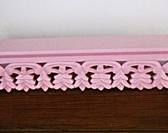 Wooden Wall Shelf, Upcycled in Pink, Kids Room Decor, Floating Shelves, Wall Decor, Play Room Decor, Nursery room, Girls' Room Decor