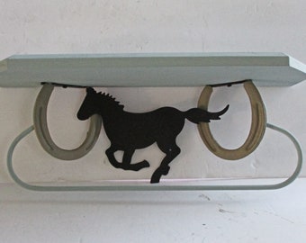 Wall Shelf, Farmhouse Shelves, Shabby Chic Decor, Horse Shoe Decor, Boys Room Decor, Bar Decor, Mancave Decor, Cowboy Decor, Black Horse