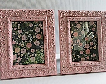 Pair of Picture Frames Distressed in Pink, Nursery Room Decor, Girls' Room Decor, Kids Room Decor, Shabby Chic, Modern, Tabletops