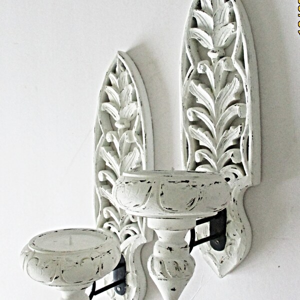 White Candle Sconce Etsy